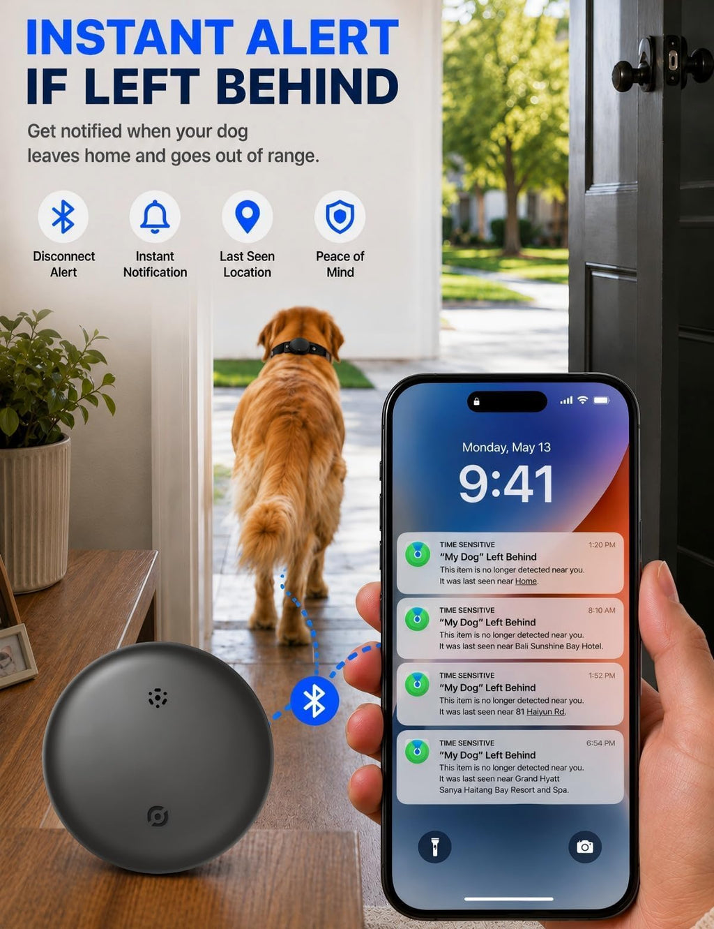 HappyPaws GPS Pet Tracker for Dogs and Cats — Lightweight, subscription-free, compatible with Apple Find My and Google Find Hub