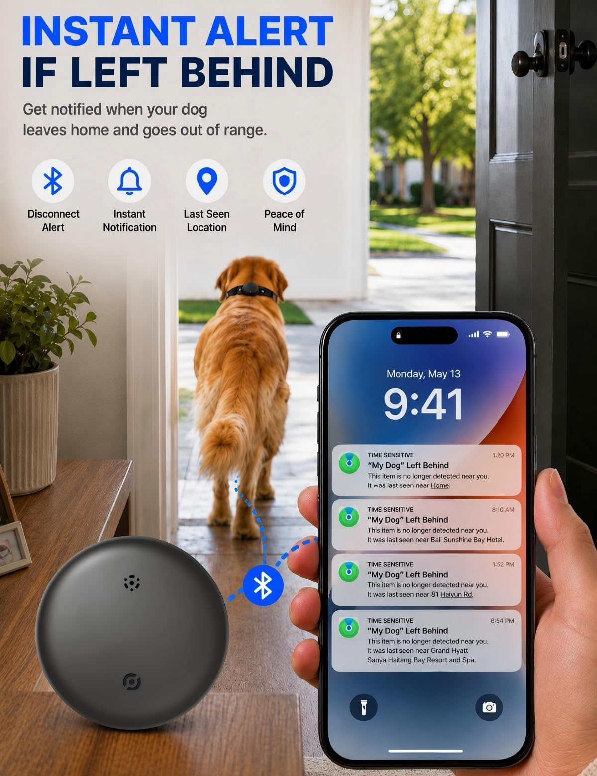 HappyPaws GPS Pet Tracker for Dogs and Cats — Lightweight, subscription-free, compatible with Apple Find My and Google Find Hub