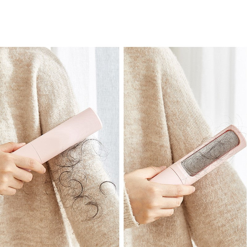 HappyPaws 2-in-1 Pet Hair Remover Brush in Pink – Before and After Pet Hair Removal on Fabric