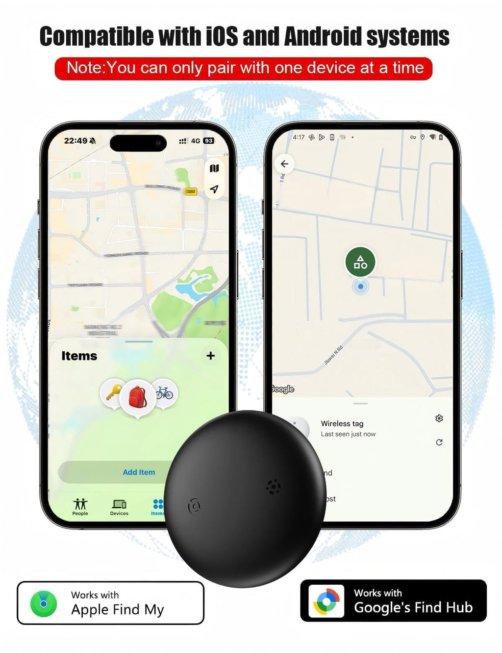 HappyPaws GPS Pet Tracker for Dogs and Cats — Lightweight, subscription-free, compatible with Apple Find My and Google Find Hub