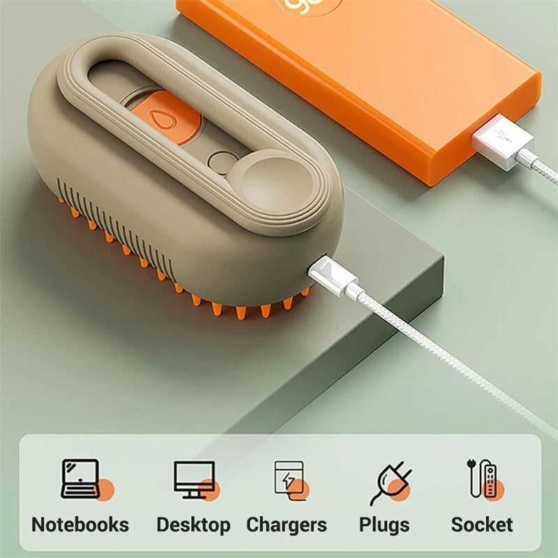 HappyPaws 3-in-1 Electric Steam Pet Brush