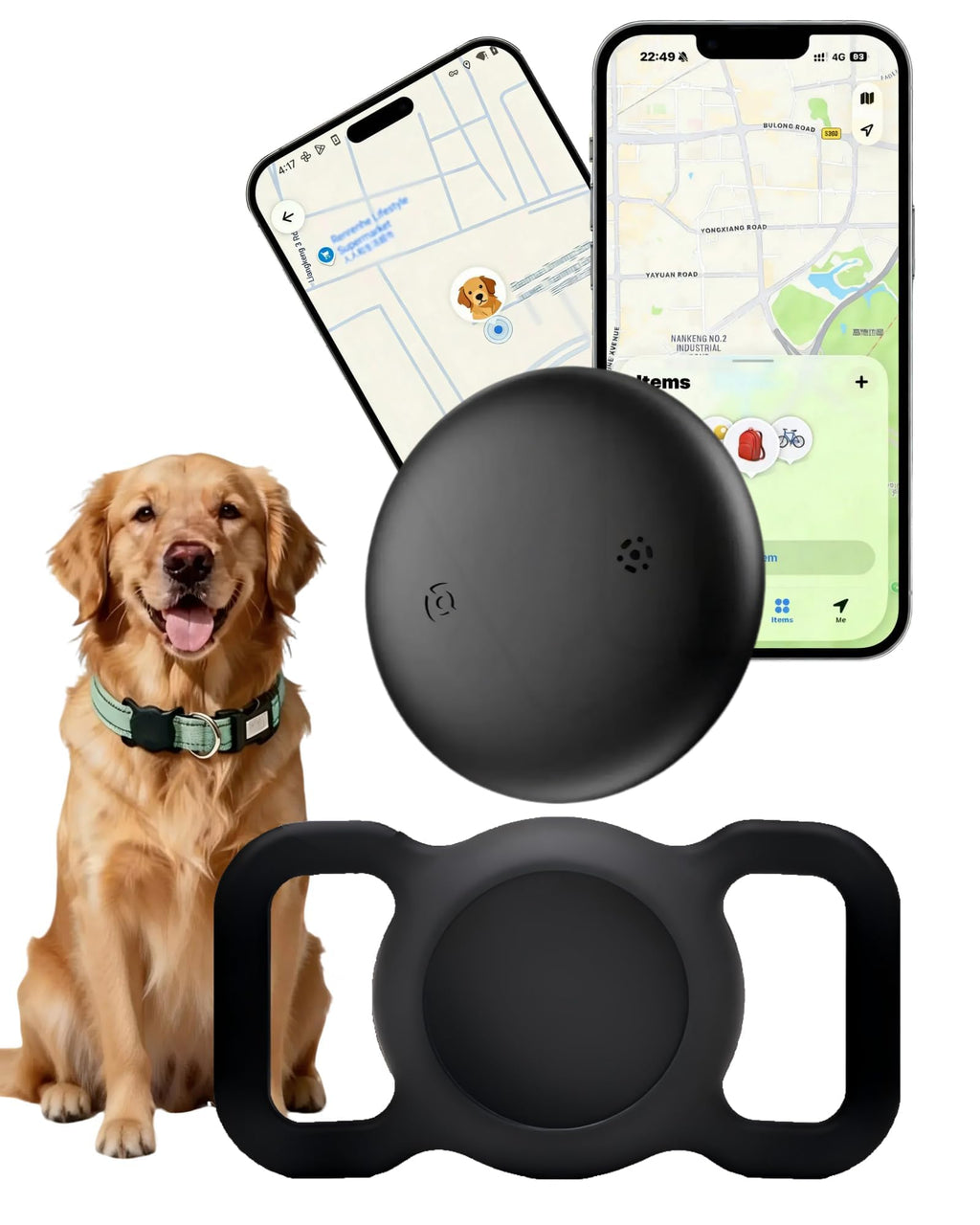 HappyPaws GPS Pet Tracker for Dogs and Cats — Lightweight, subscription-free, compatible with Apple Find My and Google Find Hub